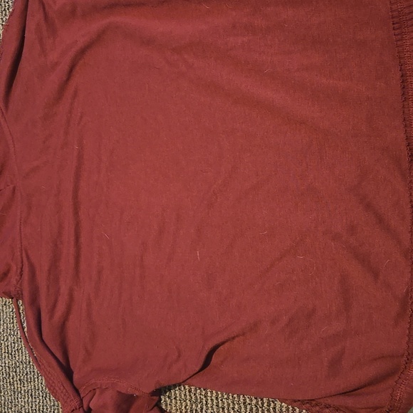 Time & Tru Maroon Waffle Knit Raw Hem Sweatshirt Hoodie - Picture 5 of 5